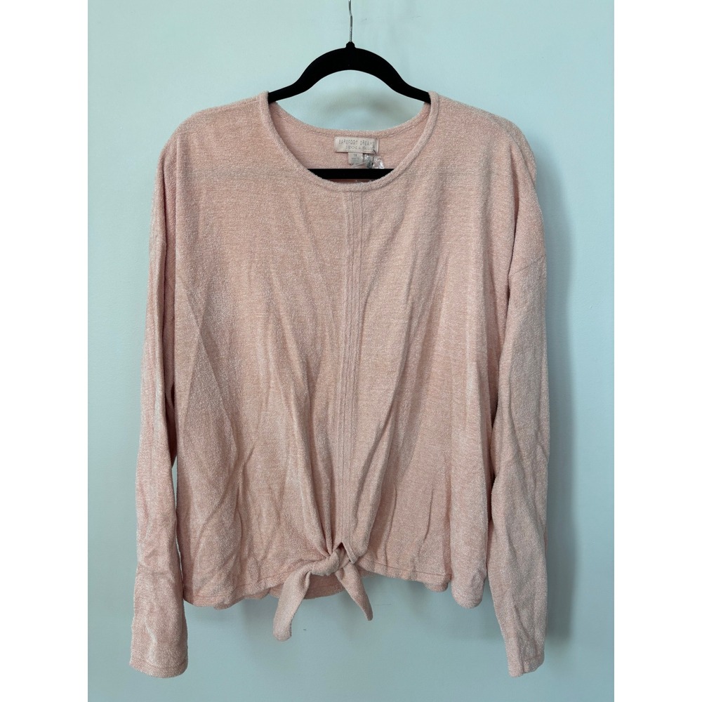 Barefoot Dreams CozyChic Ultra Lite Tie-Front Top Peach 1X QVXCU1394